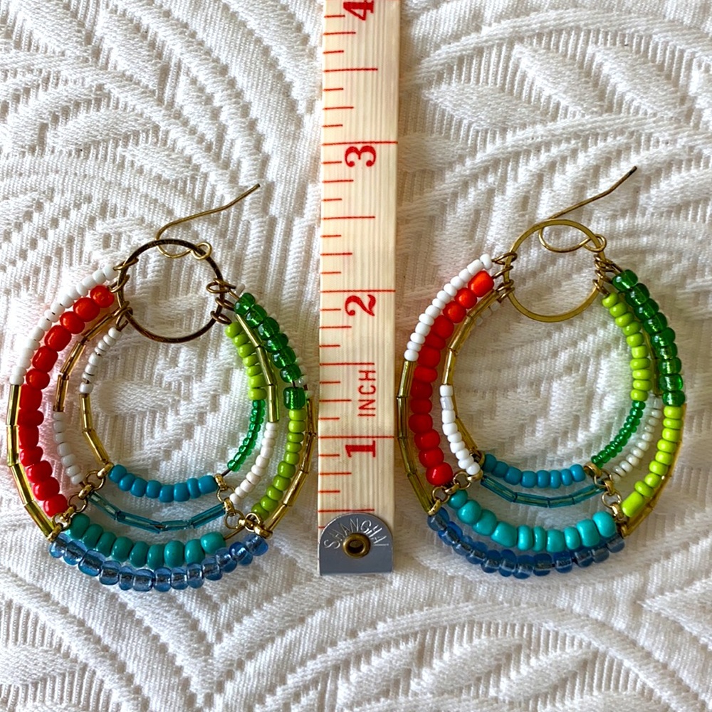 Multi-Color Beaded Earrings - Picture 3 of 3